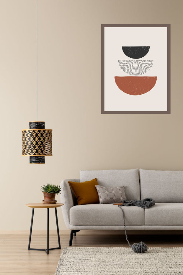 STREAKED CONVEX ABSTRACT ART FRAME WITH GLASS-SINGLE