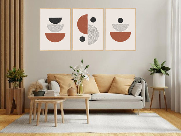 SUNDRY ECLIPTIC ABSTRACT ARTWORK FRAMES WITH GLASS-SET OF 3