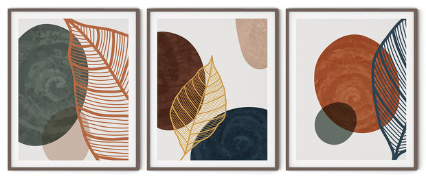 UNIQUE LEAVES BOTANICAL PICTURE FRAMES WITH GLASS- SET OF 3 (1) By Nicolay Albrecht