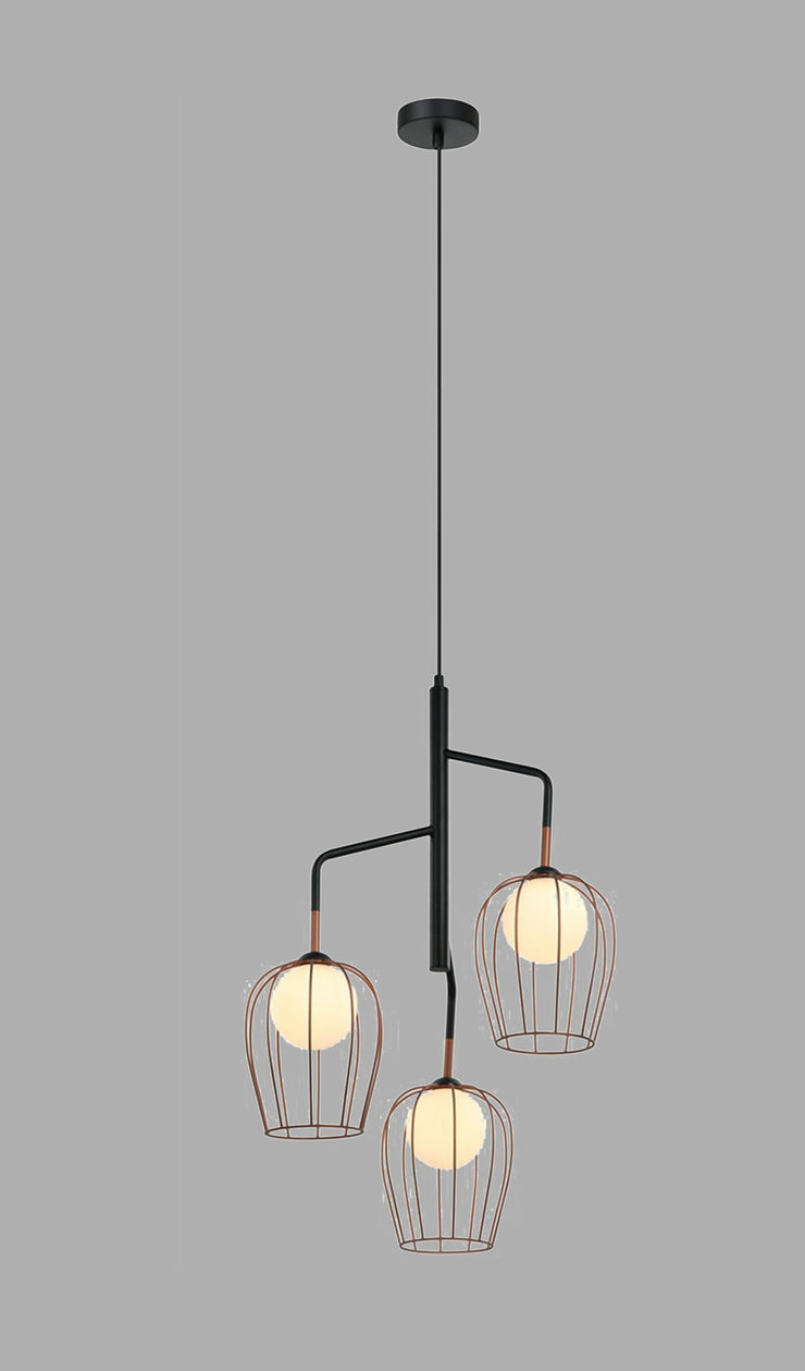 AESTHETIC BRASS  TUCKED IN GLASS TRIO CHANDELIER