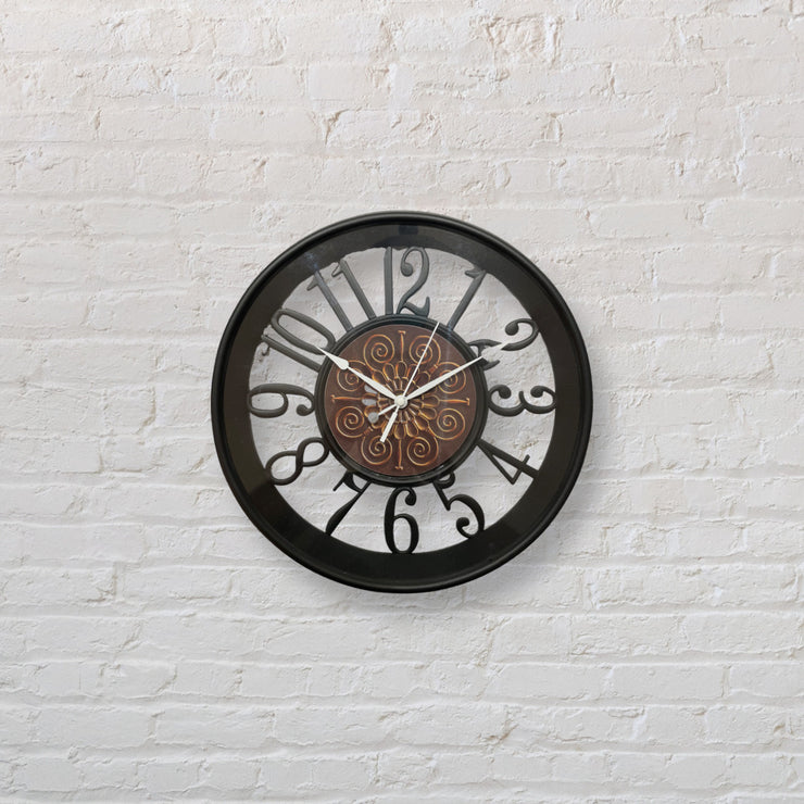 ACRYLIC 14-INCH SPHERICAL BLACK WALL CLOCK