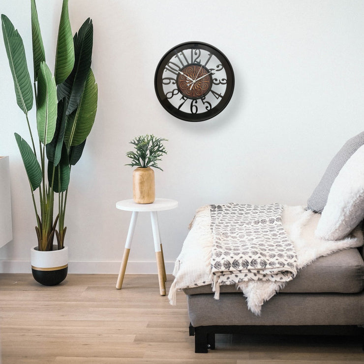 ACRYLIC 14-INCH SPHERICAL BLACK WALL CLOCK