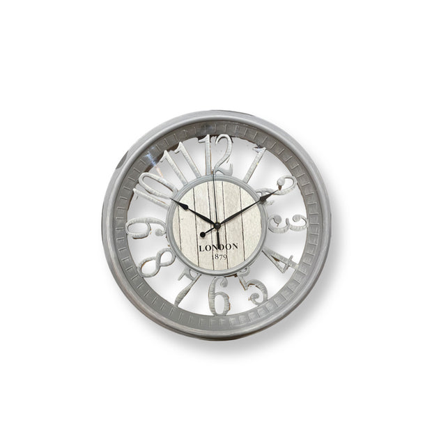 16-INCH ROUND FIBROUS SILVER WALL CLOCK