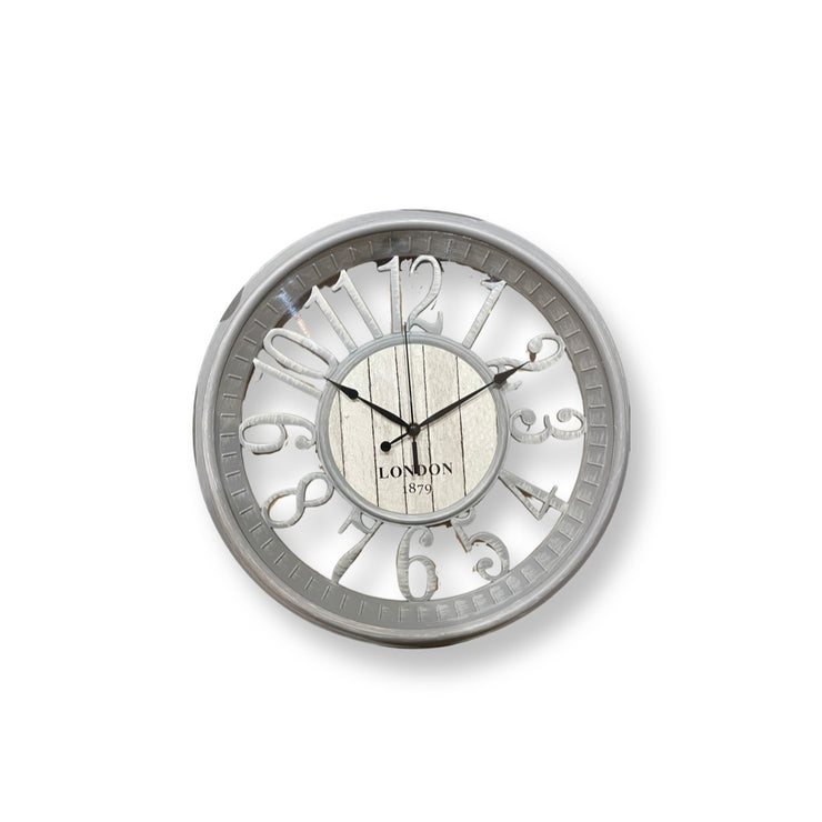16-INCH ROUND FIBROUS SILVER WALL CLOCK