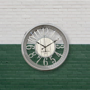 16-INCH ROUND FIBROUS SILVER WALL CLOCK