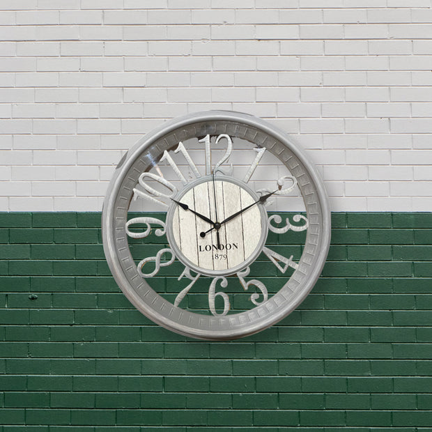 16-INCH ROUND FIBROUS SILVER WALL CLOCK