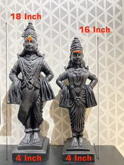 Proficiently Handcrafted Full Black God Vithal Rukmini Idols