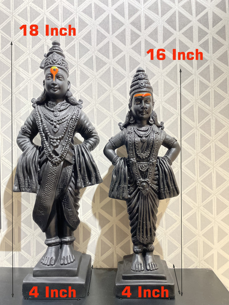 Proficiently Handcrafted Full Black God Vithal Rukmini Idols