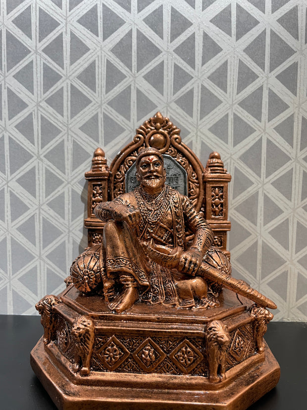 Professionally designed Shivaji Maharaj idol with copper finish