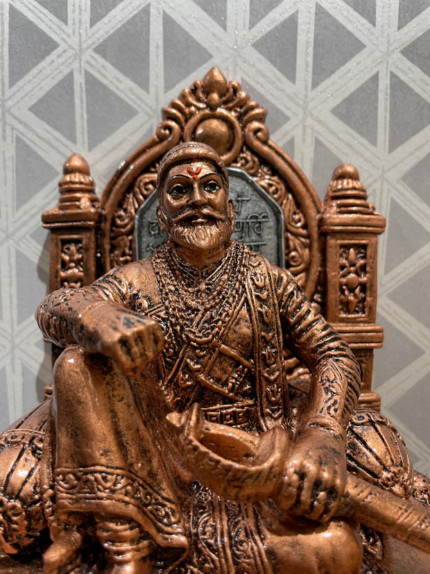 Professionally designed Shivaji Maharaj idol with copper finish