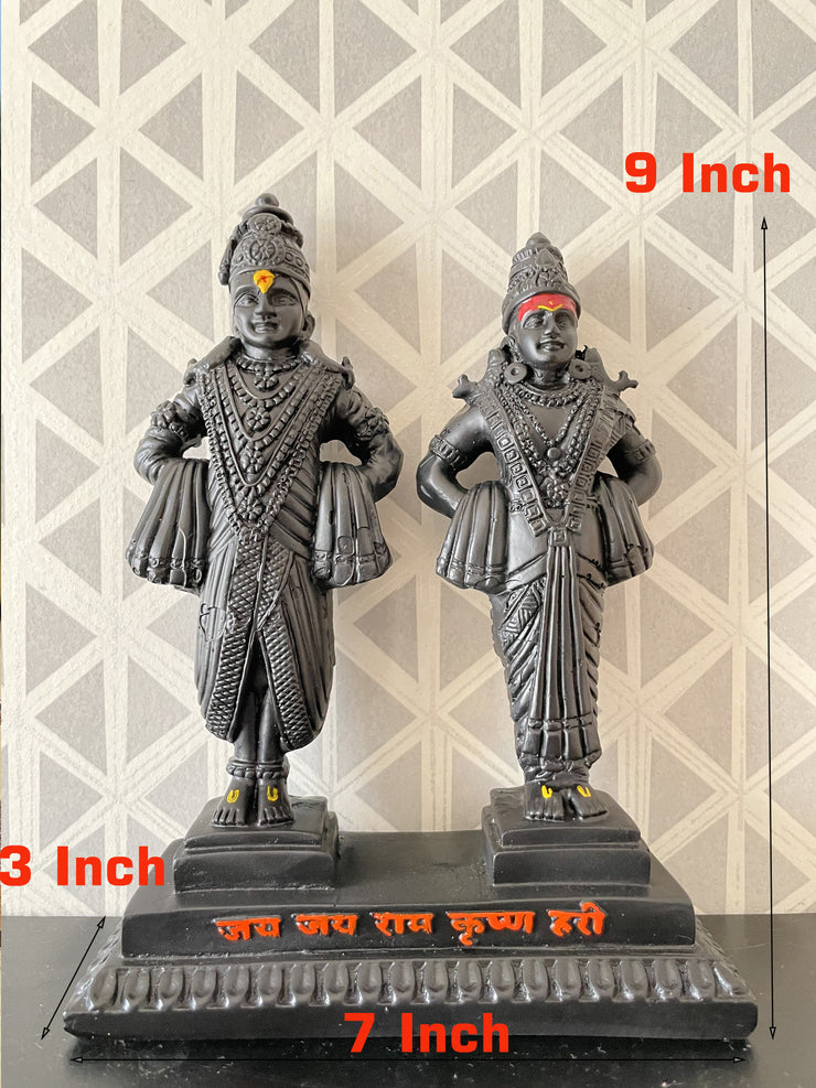 Skillfully designed full black God Vittal Rukmini Idol