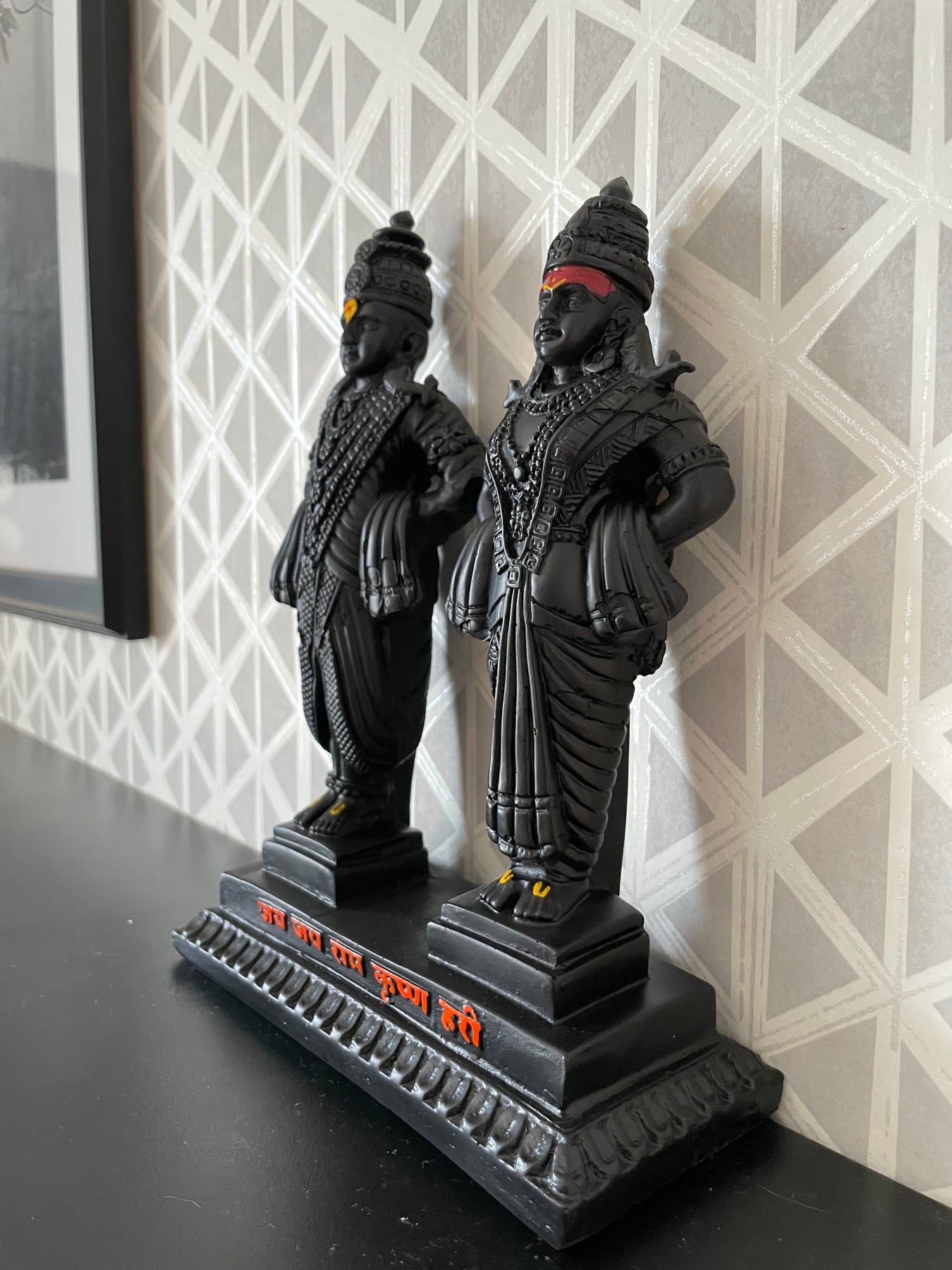 Skillfully designed full black God Vittal Rukmini Idol – SUREKH DECOR