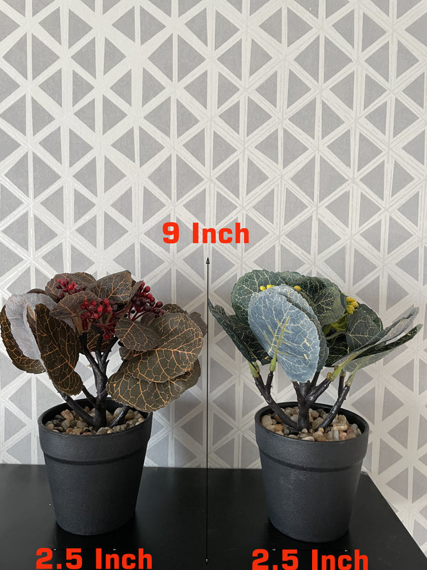 BLACK FIBER PLANT POT WITH BROWN LEAVES