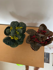BLACK FIBER PLANT POT WITH BROWN LEAVES