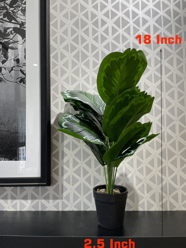 BROWN FIBER INDOOR PLANTER WITH GREEN LEAVES