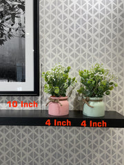MULTICOLORED  INDOOR PLANTERS WITH ARTIFICIAL LEAVES (SET OF TWO)