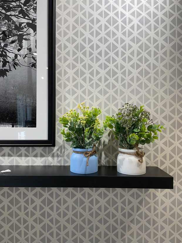 MULTICOLORED  INDOOR PLANTERS WITH ARTIFICIAL LEAVES (SET OF TWO)