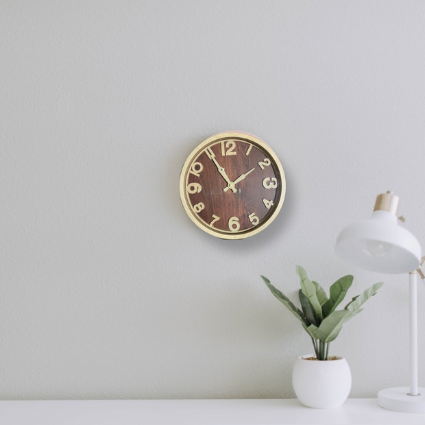 REAL SWEEP 10 INCH BROWN WALL CLOCK