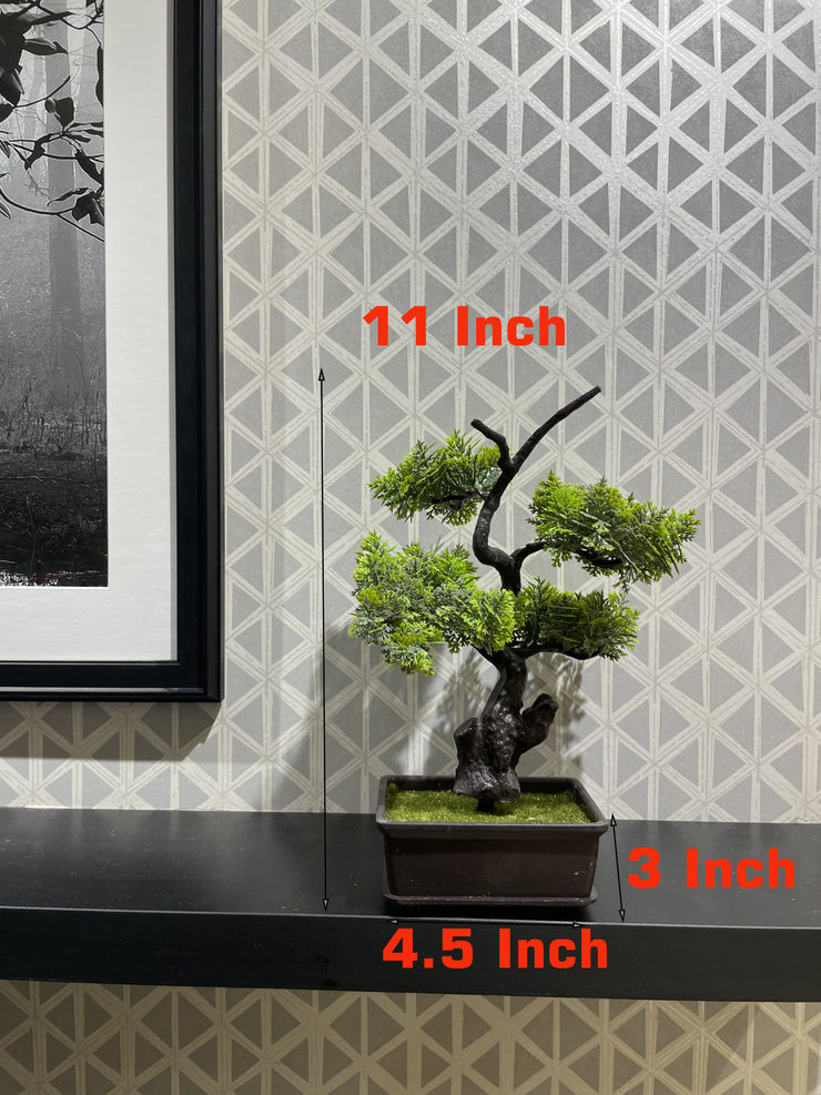 CONTEMPORARY BROWN RECTANGULAR INDOOR PLANT POT WITH ARTIFICIAL GREEN LEAVES