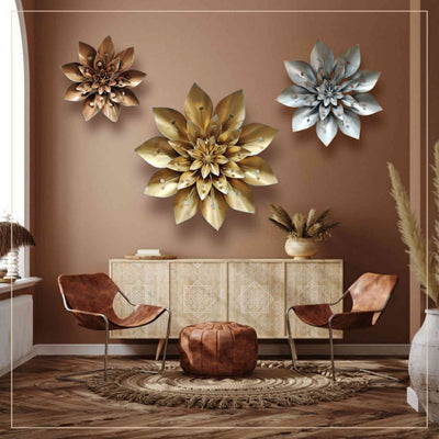 DECORATIVE ANTIQUE METAL FLOWER WALL ART