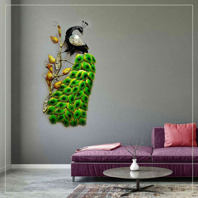 ANTIQUE WILD PEACOCK METAL WALL DECOR ON A CRAFTY TREE