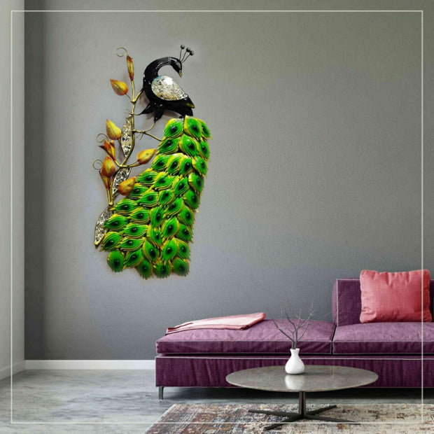 ANTIQUE WILD PEACOCK METAL WALL DECOR ON A CRAFTY TREE