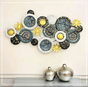 ANTIQUE MULTISIZE CIRCULAR GOLDEN FLOWER METAL WALL ART