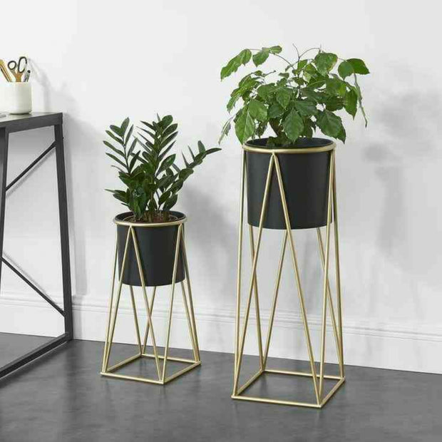 BLACK & WHITE POLYMER BIG METAL PLANTER