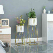 BLACK & WHITE POLYMER BIG METAL PLANTER
