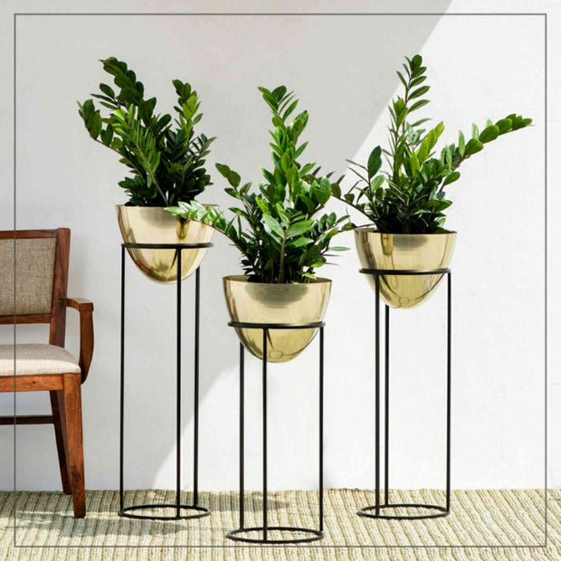 GOLD & BRONZE PLATING ROUND SHAPED PLANTER