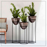 GOLD & BRONZE PLATING ROUND SHAPED PLANTER