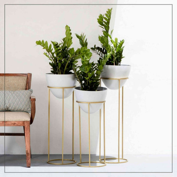 GOLD & BRONZE PLATING ROUND SHAPED PLANTER