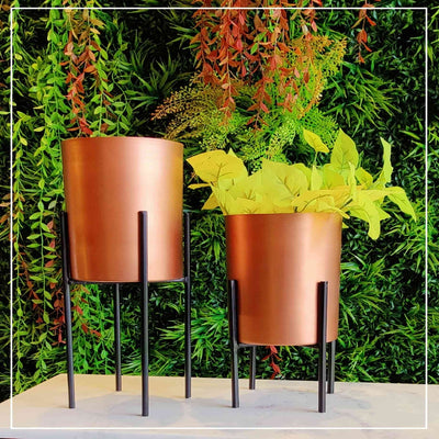 COPPER PLATED FLOOR PLANTER