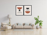 CRESCENT SHAPED FIGURATIVE ABSTRACT FRAMES WITH GLASS-SET OF 2