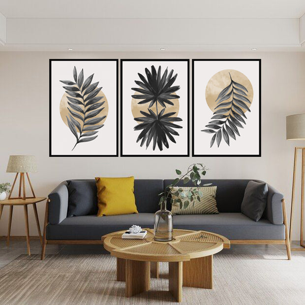 ARISTOCRATIC SIMPLE LEAF ART FRAMES WITH GLASS- SET OF 3