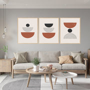CONGOLMERATE RINGLET ABSTRACT ART FRAMES WITH GLASS -SET OF 3