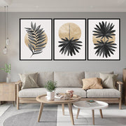 STYLIZED FERN LEAVES PETALS FRAMES WITH GLASS- SET OF 3