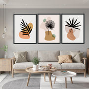 BOTANICAL MINIMALISTIC LEAVES PICTURE FRAMES WITH GLASS- SET OF 3 (1)