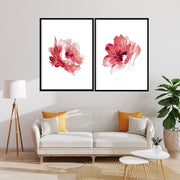 RED ROSE FLOWERS BOTANICAL PICTURE FRAMES WITH GLASS- SET OF 2 (1) By Alexander A. Parks
