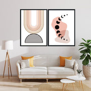 GALLERY WALL BUNDLE ABSTRACT ART WITH GLASS-SET OF 2