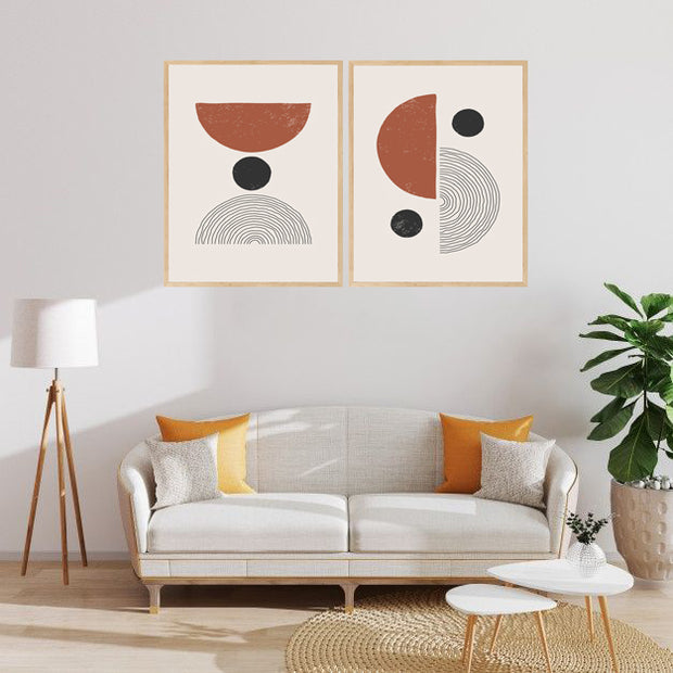 BOWED MIXED FRAMED ARTWORK FRAMES WITH GLASS-SET OF 2