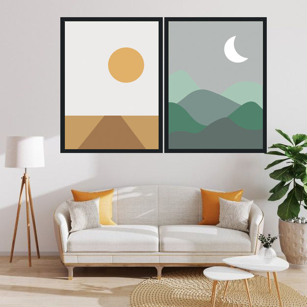 TERRAIN ABSTRACT PICTURE FRAMES WITH GLASS- SET OF 2