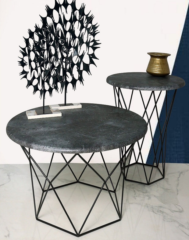 INOX METAL LEG BLACK CENTER TABLE