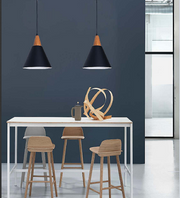 FOXY BLACK AND WOODEN PENDENT HANGING LIGHTS