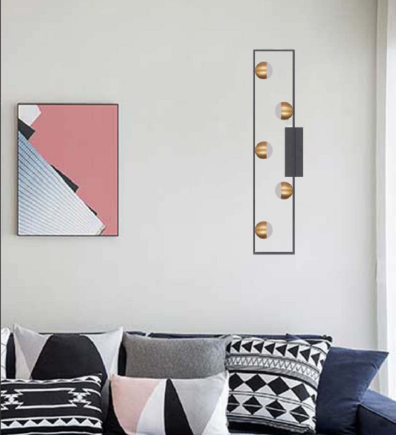 MONUMENTAL MULTIPLE LIGHTS ANTIQUE BRASS AND BLACK WALL LAMP