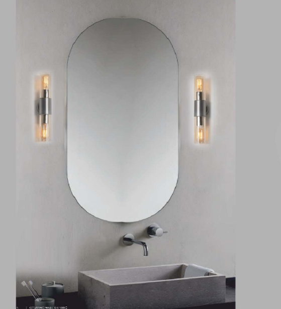 FORMA CYLINDRICA BRUSHED SATIN WALL LAMP AMBER GLASS