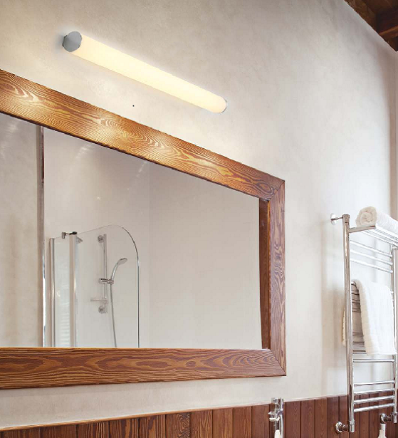 AUSTERE CHROME METAL AND GLASS WALL LAMP