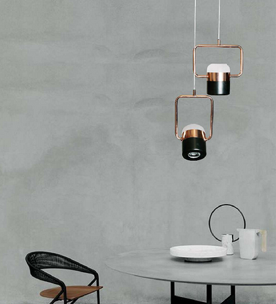 BLACK AND ROSE GOLD MOMENTOUS DESIGNER HANGING LIGHT