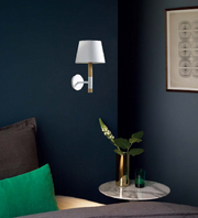 DIVINE OFF WHITE AND TEAK WOOD WALL LAMP