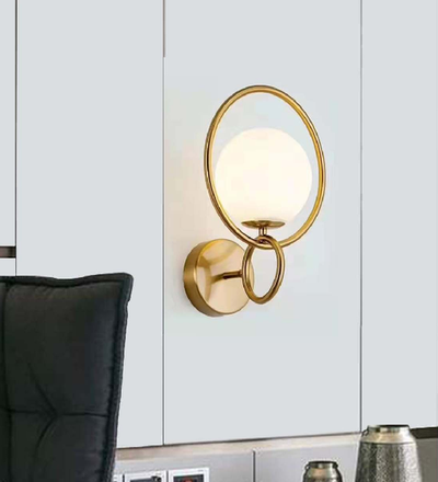 RING-SHAPED ANTIQUE BRASS DESIGNER WALL LAMP